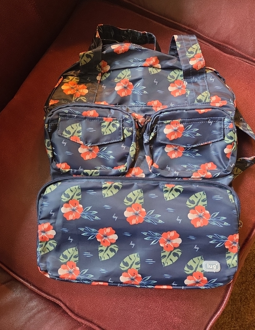 lug Packable Puddle Jumper with Orange Floral Print